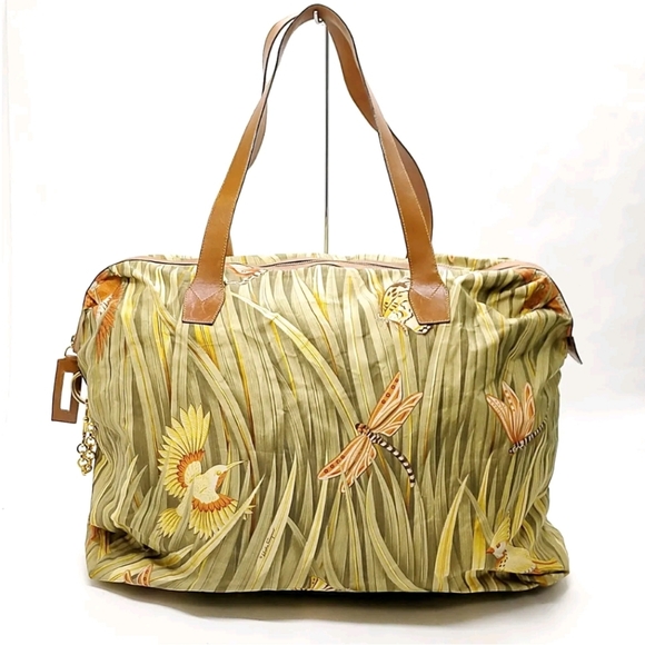 Salvatore Ferragamo Handbags - Salvatore Ferragamo Botanical Garden Duffle Butterfly, Dragon Fly, Green 18"X14"